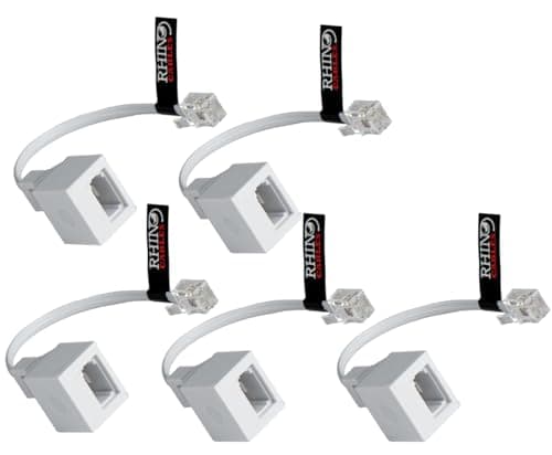 Image of rhinocables RJ11 to BT Socket Adapter - Phone to Ethernet - Universal Compatibility for Phones, Modems, Routers & Printers. Durable Connector for Seamless Calls & Fast Internet (Pack of 5)