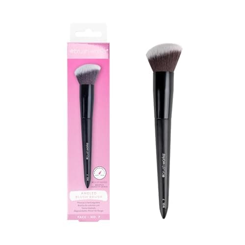 Image of Brushworks No. 7 Angled Blush Brush – Professional Angled Makeup Brush, Super-Soft Synthetic Bristles for Seamless Powder, Cream & Liquid Blush Application – Vegan & Cruelty-Free