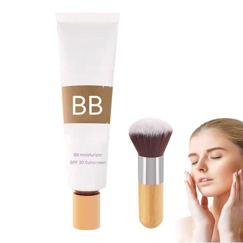 Image of BB Cream Tinted Moisturiser SPF 30 Sunscreen, BB Cream Tinted Moisturiser For Mature Skin With Brush, UVA/UVB Protetion Cream With Broad Spectrum SPF 30, Smooths Your Skin, For Women (Dark)