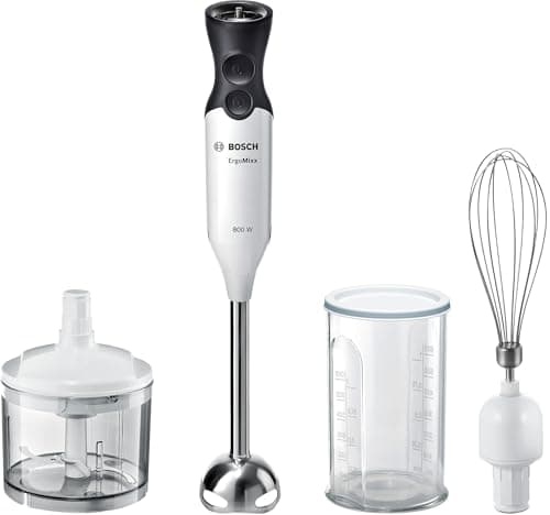 Image of Bosch ErgoMix Hand Blender MS6CA4150G with mini chopper, whisk, 12 speeds, 800 W White/Anthracite