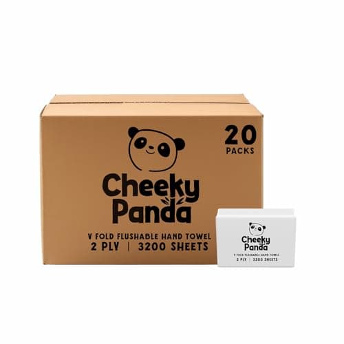Image of The Cheeky Panda Bamboo V Fold Paper Towels | 3200 Sheets (20 Packs of 160) 2 Ply Paper Hand Towels for Dispensers