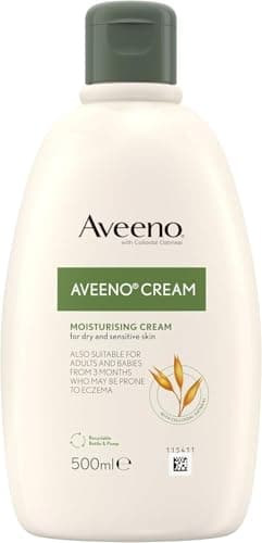 Image of Aveeno Moisturising Cream (1x 500ml), Nourishing Body Lotion with Hydrating Colloidal Oatmeal, Full Body Moisturiser for Dry and Sensitive Skin, Suitable For Adults and Babies From 3 Months