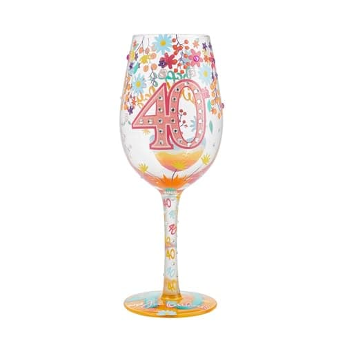 Image of Enesco Lolita Happy 40th Birthday Wine Glass Drinking Glasses