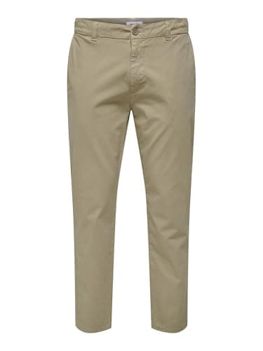 Image of ONLY & SONS Men's Onsfree Regular 0183 Pant Fabric Trousers, Beige, 30 W/30 L