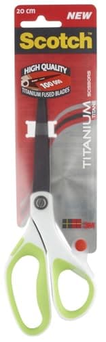 Image of Scotch Titanium Scissors Green, 1 per Pack, 20 cm - Ideal for Fabric, Crafts and Photos, Good for Right Hand Use and Left Hand Use