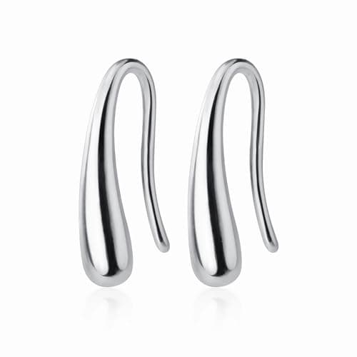 Image of 1 Pair Silver Teardrop Threader Earrings - Handmade Exquisite Small Hook Charms for Women with Creative Design