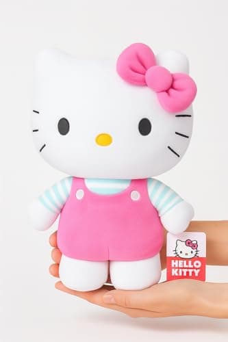 Image of Simply Toys Official Hello Kitty Plush Doll 30cm | Soft Sanrio Licensed Stuffed Toy in Pink Overalls | Collectible Hello Kitty Plushie for Girls, Teens, Kids, Adults & Fans Idea & Room Decor