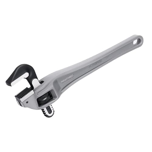 Image of HAUTMEC 350mm (14 Inch) Heavy Duty Aluminum Offset Pipe Wrench, 50mm (2") Jaw Capacity, Adjustable Plumbing Wrench, Drop Forged, Exceed GGG Standard HT0189