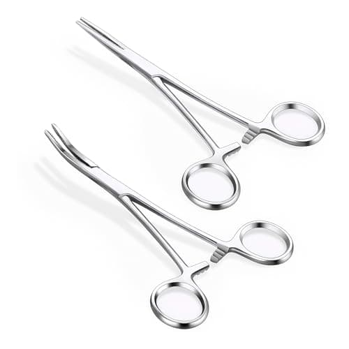 Image of SLLAISS Piercing Curved and Straight Forceps for Changing Jewellery - 316L Surgical Stainless Steel Pliers Tool Set Locking Tweezers Clamps for Removal Earrings Lip Nose Rings