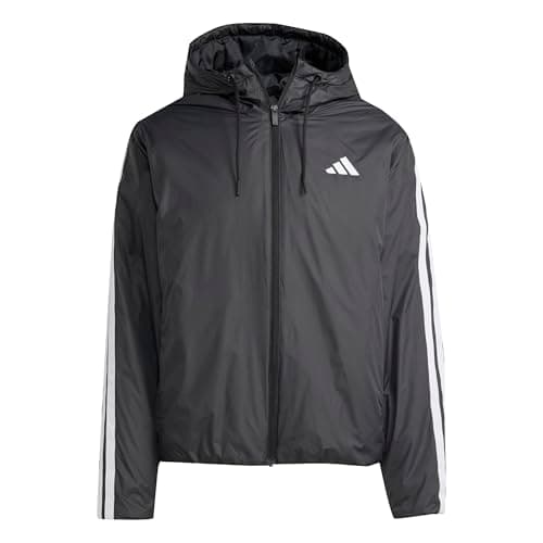 Image of adidas Men's Essentials CLIMAWARM 3 Stripes Insulated Hooded Jackets, black, M
