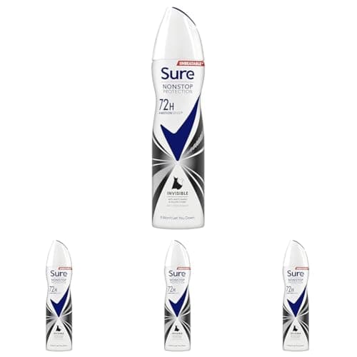 Image of Sure Women Nonstop Protection Invisible Black & White Deodorant Body Spray Antiperspirant with body heat activated technology & white mark protection for 72 hour odour and sweat protection 150 ml