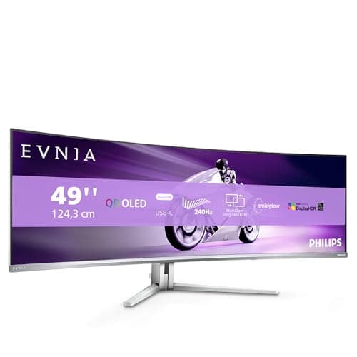 Image of Philips 49M2C8900AM 48.9 inch DQHD Monitor Curved, 240Hz, QD-OLED Panel, 0.03ms GtG, HDR400 TrueBlack, FreeSync Prem. Pro, G-Sync Comp., Speakers (5120x1440 HDMI 2x 2.1 DP 1x 1,4 USB Hub) Grey