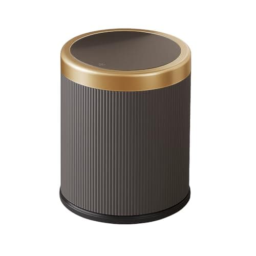 Image of 12L Small Bin with Click Lid – Includes Free 50 Bin Bags – Stylish Waste Bin for Living Room, Kitchen, Bathroom & Offic (Black and Gold)