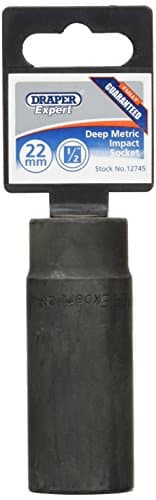 Image of Draper Expert HI-TORQ® 1/2" 22mm Deep Impact Socket | 6 Point Hex Socket | Chrome Vanadium Steel Wrench Accessory | 12745
