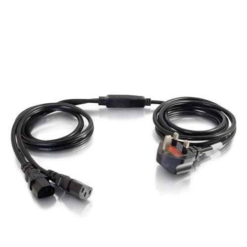 Image of C2G 80628 3M 17 AWG UK Power Cable Splitter (2 x IEC320C13 to BS 1363) 9 Foot Kettle Lead/Dual Power Cord, Black