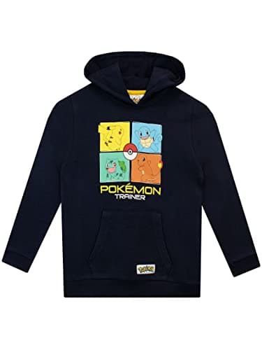 Image of Pokémon Hoodie | Pikachu Boys’ Hoodies | Charmander Bulbasaur Gaming Clothes Blue 9-10 Years