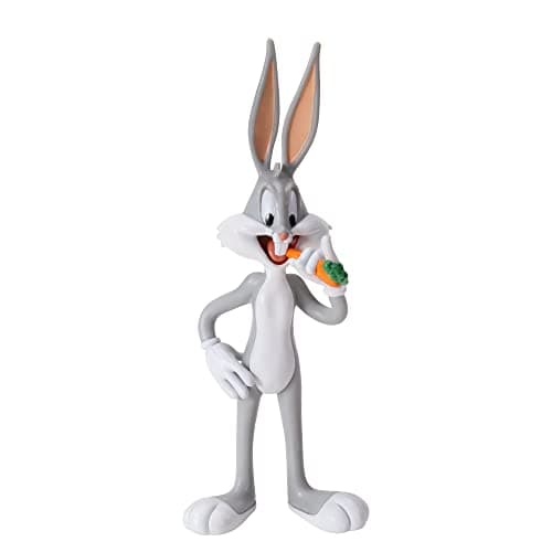 Image of BendyFigs The Noble Collection Looney Tunes Mini Bugs Bunny - 5.75in (14.5cm) Noble Toys Miniature Bendable Figure Posable Doll Figures, Multicolor, NN1184