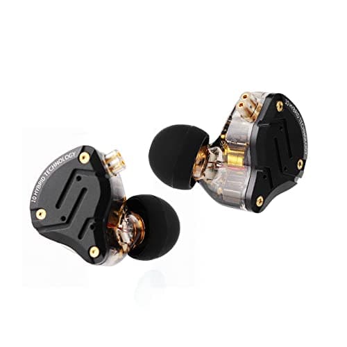 Image of Linsoul KZ ZS10 Pro, 4BA+1DD 5 Driver in Ear Monitor, HiFi Wired Earbuds, Gaming Earbuds, Hybrid IEM Earphones with Stainless Steel Faceplate, Recessed 2 Pin Detachable Cable(Without Mic, Dark Black)
