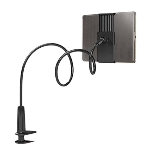 Image of TUBAWD Kindle Holder, Kindle Stand, Tablet Holder for Bedtablet Holder Tablet Stand for Bed Gooseneck Mount Flexible Arm Flexible Arm Clip Tablet Mount Kindle Holder for Reading in Bed Black