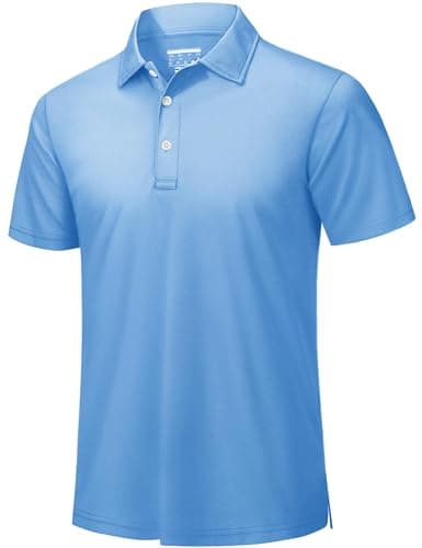 Image of TACVASEN Polo Shirts Mens Casual Summer Golf Polo Shirt Short Sleeve Breathable Quick Dry Work Tee Top Sky Blue,L
