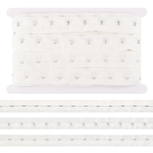 Image of BENECREAT 6.25 Yards Single Hook and Eye Trim, 25mm White Cotton Bra Extender for Corset Bra Sewing, Quilting, Renaissance Dance Corset, Bridal Apparel, Home Decoration