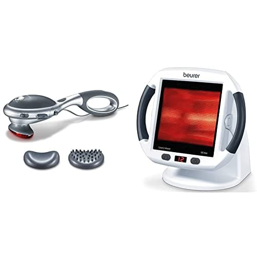 Image of Beurer MG70 Infrared Tapping Massager with Removable Handle & IL50 Infrared Heat Lamp, Soothing Heat for Colds and Muscle Tension, Infrared Light Therapy with 300 watts