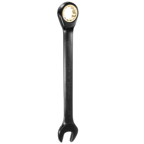Image of sourcing map Ratcheting Spanner 22mm Metric Open End Wrench 72-Teeth CR-V Steel 12 Point Nickel Plated Combination Ratchet Wrench for Fasteners Nut Bolt