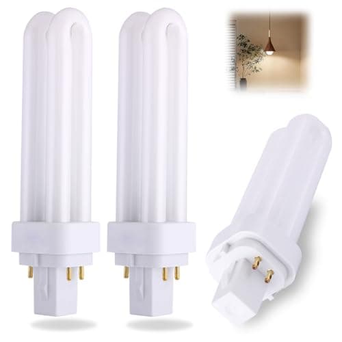 Image of ingoodtle G24q-2 4 Pin Compact Fluorescent Bulb 18W, 3 Pack Warm White 2700K 1200LM PLC Energy Saving Light Bulbs 4-Pin CFL Lamp 2U Double Turn Tube Lamp for Bedroom Bathroom Corridor