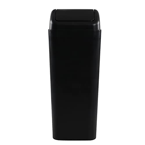 Image of Joyeen Plastic Waste Bin with Swing Lid, 14 Liter Garbage Can, 1 Pack (Black)