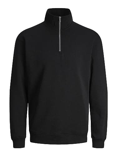 Image of JACK & JONES Mens Jjebradley Half Zip Noos Sweatshirt, Black, L UK