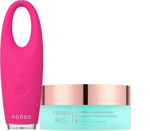 Image of FOREO Eye Revive IRIS 2 Bundle - Lymphatic Drainage Massager + FOREO IRIS Hydrating Hydrogel Eye Mask, 60 pcs - Dark Circle Remover & Bags Remover - Anti Wrinkle Puffiness Reducer