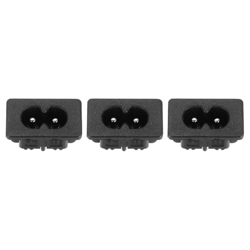 Image of sourcing map C8 Panel Mount Plug Adapter, 250V AC 2.5A 2 Pins IEC Inlet Module Plug Power Connector Socket Straight 3 Pcs
