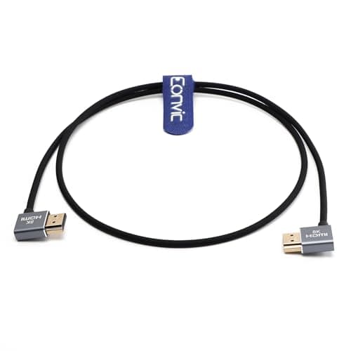 Image of Eonvic Silicone HDMI 2.1 Cable 8K@60Hz for Sony A7S3 FX3 FX6 Canon C300 Camera ATOMOS Ninja V Monitor PS5/Xbox Series, Right HDMI to Left HDMI Ultra HD Cord 3ft