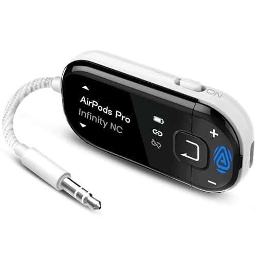 Image of Avantree Voyager - Airplane Bluetooth Adapter for Headphones & AirPods, Bluetooth 5.4 with Latest Auracast & OLED Display, Qualcomm Chip, aptX Adaptive, Wireless Audio Transmitter for Travel & Flight