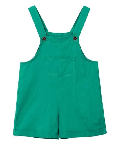 Image of Maeau Girls Dungarees Jumpsuit Adjustable Suspender Shorts Pants Toddler Teen Girls Cotton Romper Bib Overalls Playsuit with Pocket Green 9-10 Years