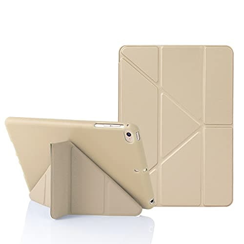 Image of MuyDoux Origami Case for iPad mini 5 4 3 2, iPad Mini Case 7.9 Inch, 5-in-1 Multiple Viewing Angles, Smooth Front Cover & Shockproof Soft Flexible Back, Auto Sleep/Wake, Beige