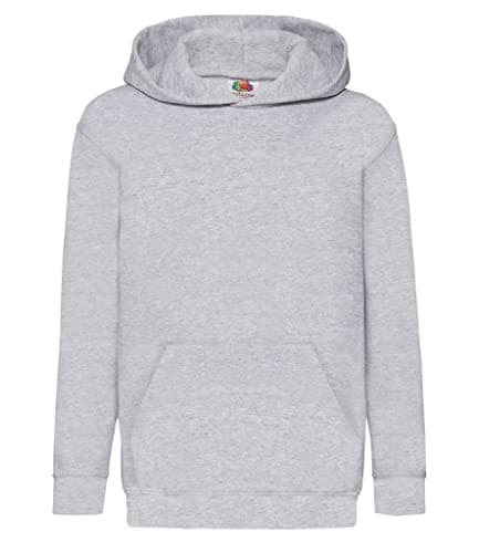 Image of Fruit of the Loom Unisex Kids Pull-over Classic Hooded Sweat, Heather Grey, 12-13 Years (Manufacturer Size:34)