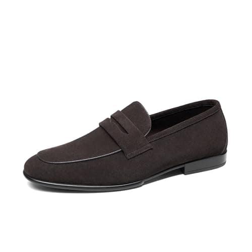 Image of Bruno Marc Men's Leather Loafers Slip On, Penny Suede Dress Comfort Lightweight Soft Sole Shoes,Size 9,Coffee,SBLS26003M-1