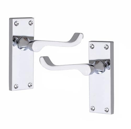 Image of Golden Grace Victorian Scroll Lever Latch Door Handles in Polished Chrome Finish, Classic Interior Doors Hardware, 1 Pair - 120mm Long