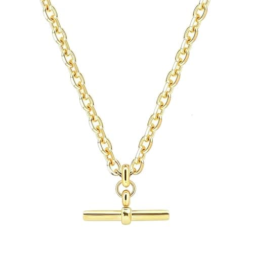 Image of Source T-bar Charm Bracelet with 18ct Gold Plated Diamond Cut Chain