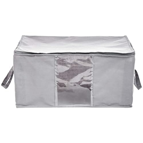Image of Amazon Basics Zippered Storage Bags with Window, Grey, Clear, 59.9 x 44.7 x 28.7 cm