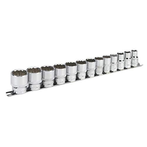 Image of Sealey AK2674 Premier 13 Piece 1/2in Drive Imperial AF Short Socket & Rail Set