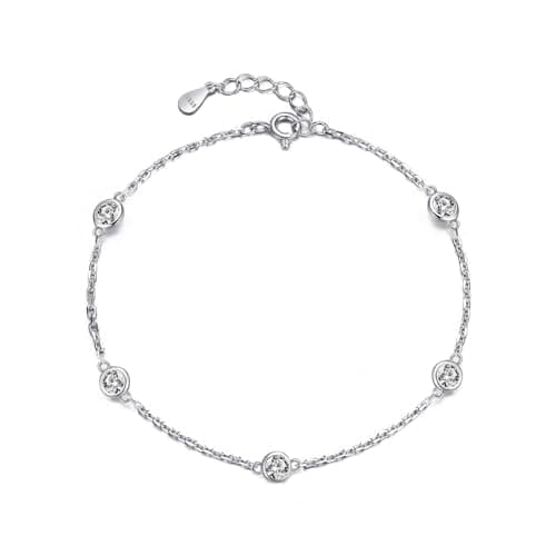 Image of Philip Jones Sterling Silver 5 Stone Bracelet Created with Zircondia® Crystals