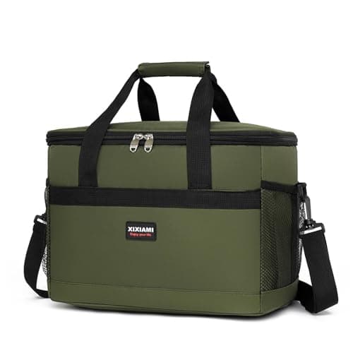 Image of XIXIAMI Large Cooler Bag 20L Insulated Picnic Bag Food Storage Bag Cooling Bag Foldable Cool Bag Outdoor Drinks Cooler for Camping/Picnic/Fishing/Beach Party/BBQs-Army Green