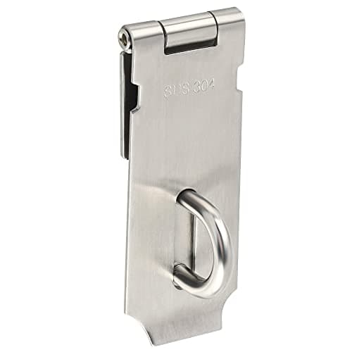 Image of Sayayo SUS304 Stainless Steel Padlock Hasp Door Lock Shed Lock, 4-Inch Heavy Duty Hasp and Staple Door Clasp Gate Latch, Silver(Not Include Padlock), EMS9