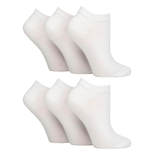 Image of Gentle Grip - 6 Pairs Diabetic Trainer Socks for Women | Non Elastic Soft Top Extra Wide Ankle Socks (4-8, White)