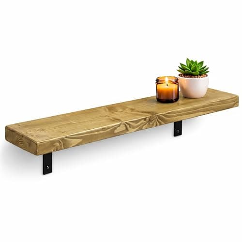 Image of MKGT Radiator Shelf Solid Wood with Brackets | Rustic Wood Above Radiator | Radiator Cover Shelf for Hallway & Living Room – UK Handmade (Dark Oak, 90 cm)