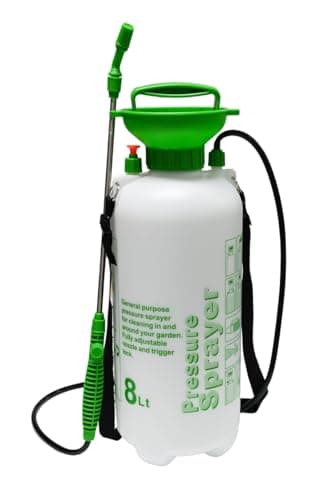 Image of Unibos | 8L Heavy Duty Garden Pressure Sprayer Pump Action | Durable Translucent Tank, Adjustable Nozzle & Strap | For Lawns, Gardens, Allotments, Fertiliser, Insecticide & Fungicide Application (8L)