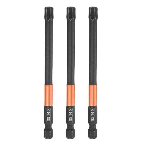 Image of sourcing map 3pcs T40 Torx Head Screwdriver Bit 4" (100mm) Long 1/4" Hex Shank Magnetic No Hole Tamper Proof 6 Point Star Screw Driver Drill Bits Phosphate S2 Steel Industrial Power Tools