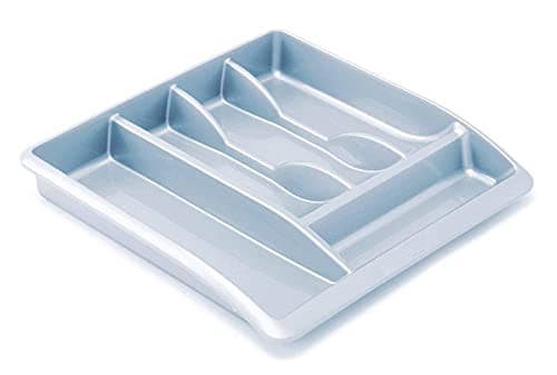 Image of Addis 518385 Eco 100% Recycled Plastic Cutlery Utensil Drawer Organiser Tray, Light Grey, Single